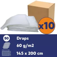 Drap jetable 60 gr de protection et transfert - 10 cartons de 50 - 145x200 cm