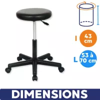 Tabouret médical réglable 5 roulettes