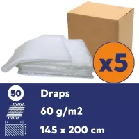 Drap jetable 60 gr de protection - 5 Cartons de 50 - 145x200 cm