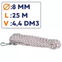 Corde pompier 25m diamètre 8mm