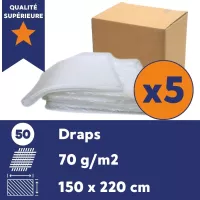 Acheter 5 cartons de drap jetable premium (70 gr - 150x220 cm)